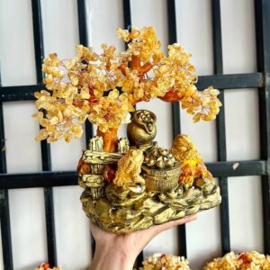Cây đá quý phong thủy thạch anh vàng hợp mệnh Kim, Thổ