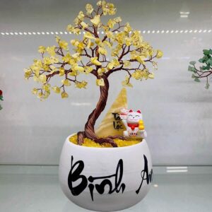 Cây thạch anh vàng mang lại vận may, tài lộc cho gia chủ mệnh Cây đá phong thủy hợp mệnh Kim, Thổ, Mộc