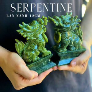 Kỳ lân phong thủy đá Serpentine màu xanh lục đẹp mắt