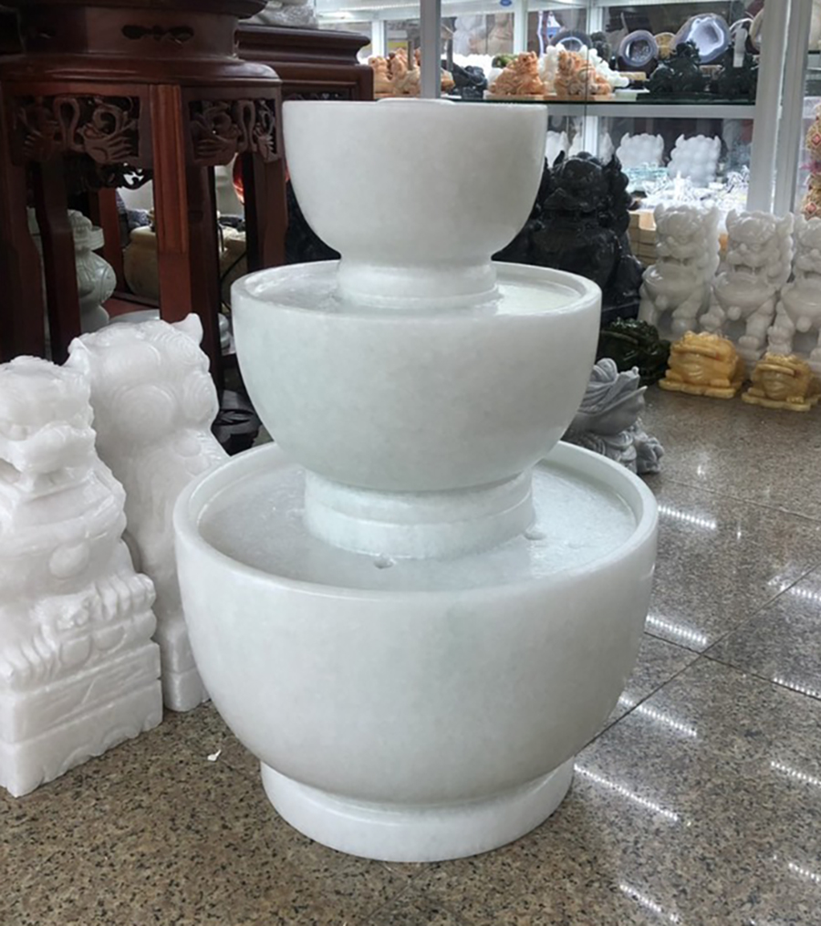 Phong thủy luân giá rẻ làm bằng đá trắng Non Nước